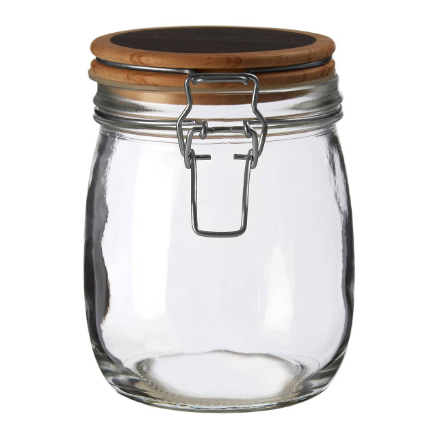 Premier Housewares Appert Glass Storage Jar With Wooden Lid 750 Ml
