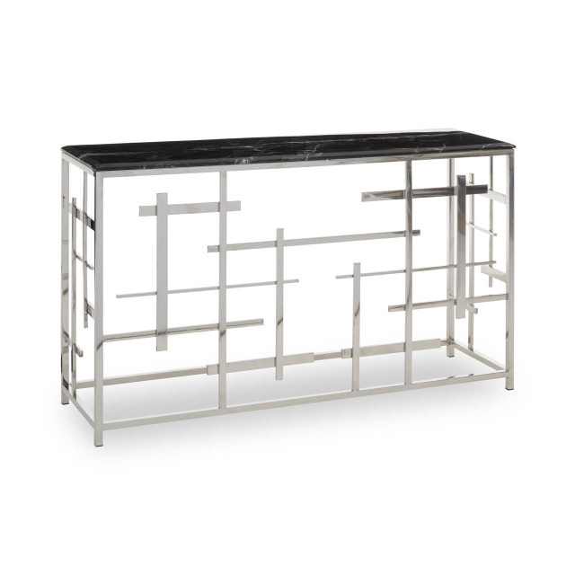 Premier Housewares Aprilia Black Marble Console Table