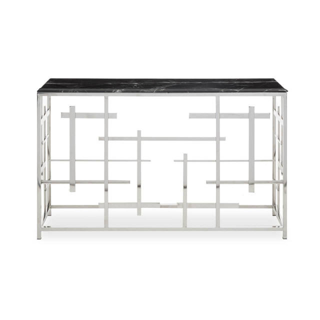 premier housewares Aprilia Black Marble Console Table