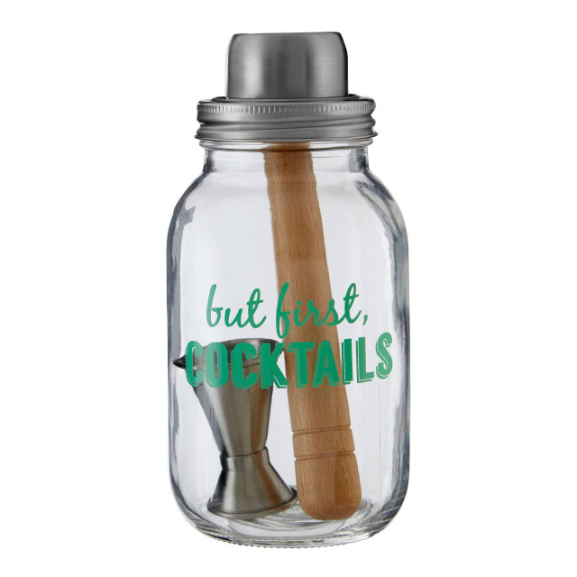 premier housewares Ara 3 Piece But First Cocktails Jar