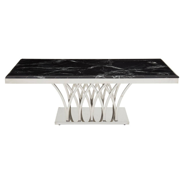 Premier Housewares Arenza Black Marble And Silver Coffee Table