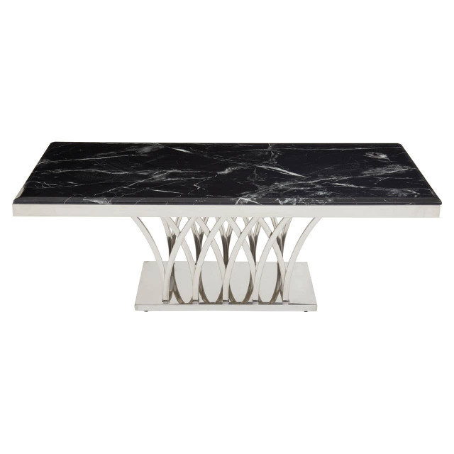 Premier Housewares Arenza Black Marble And Silver Coffee Table
