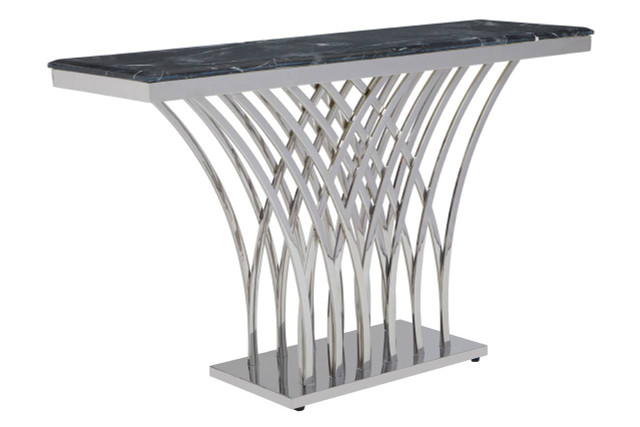 Premier Housewares Arenza Black Marble And Silver Console Table