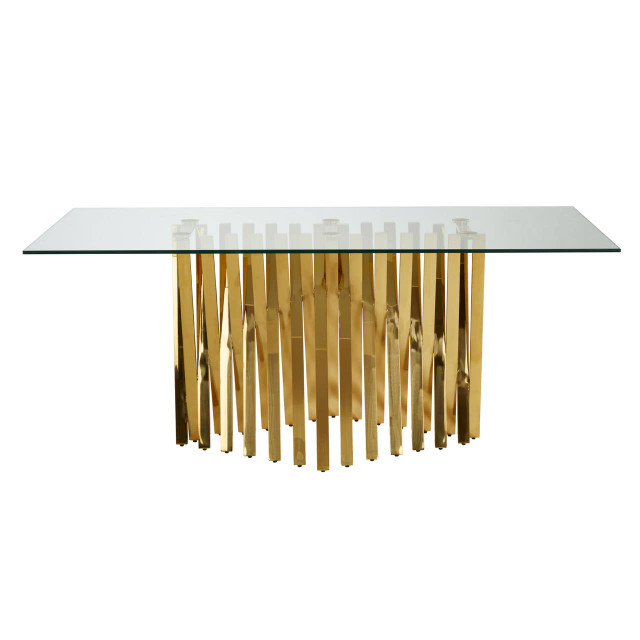 premier housewares Arezzo Glass Top Dining Table With Gold Polished Frame