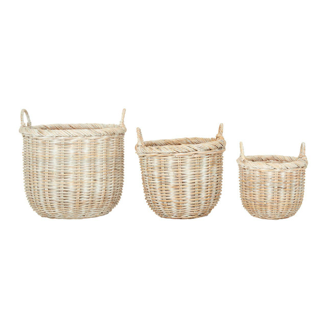 premier housewares Argento Whitewash Rattan Storage Baskets- Set of 3