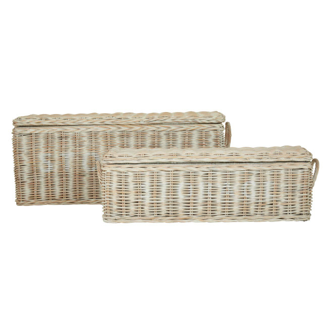 Premier Housewares Argento Whitewash Rattan Storage Boxes-Set Of 2
