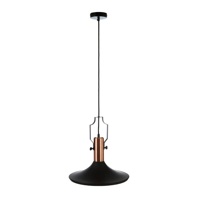 Premier Housewares Argo Large Pendant Light In Black And Copper