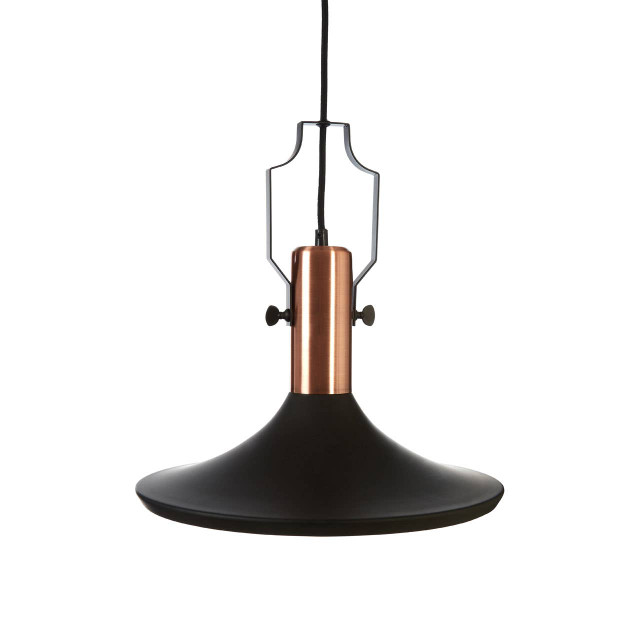Premier Housewares Argo Large Pendant Light In Black And Copper