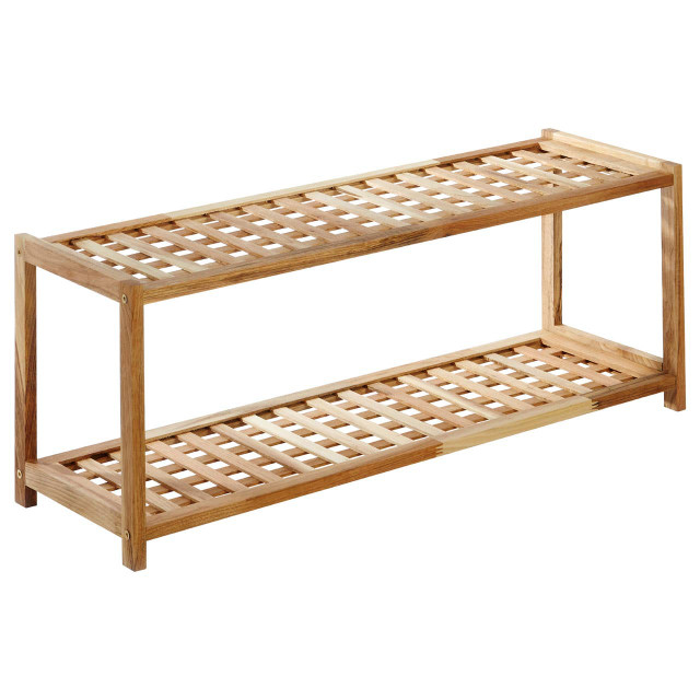 Premier Housewares Arla 2 Tier Walnut Wood Shoe Rack