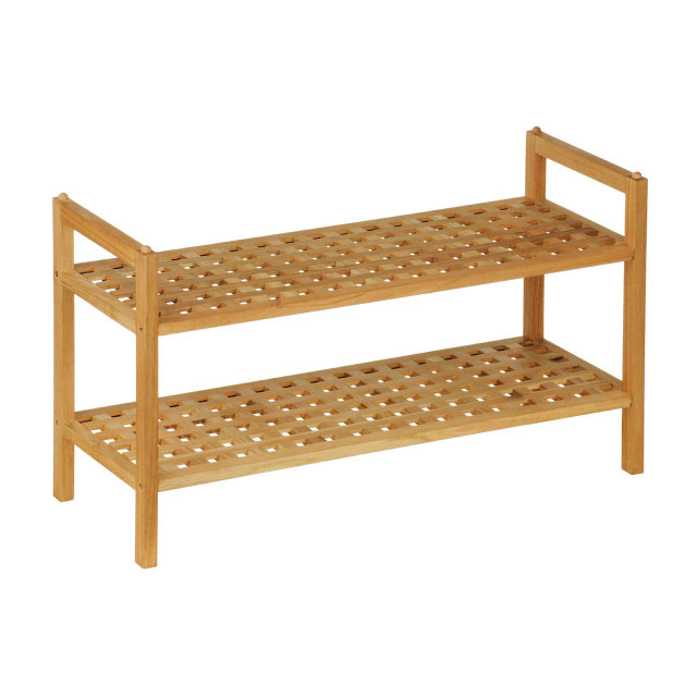 Premier Housewares Arla 2 Tier Walnut Wood Stackable Shoe Rack