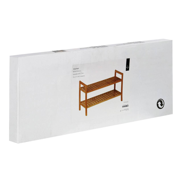 Premier Housewares Arla 2 Tier Walnut Wood Stackable Shoe Rack