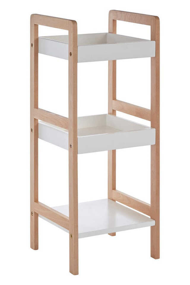 premier housewares ARLA 3 Tier Bathroom Shelf Unit With Birchwood Frame