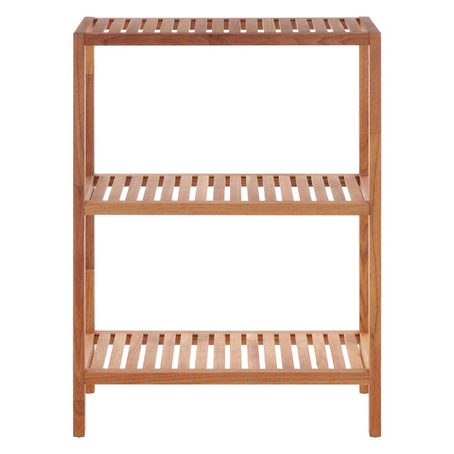 premier housewares Arla 3 Tier Walnut Wood Bathroom Shelf Unit
