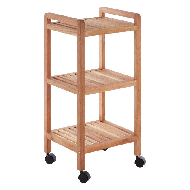 Premier Housewares Arla 3 Tier Walnut Wood Bathroom Trolley