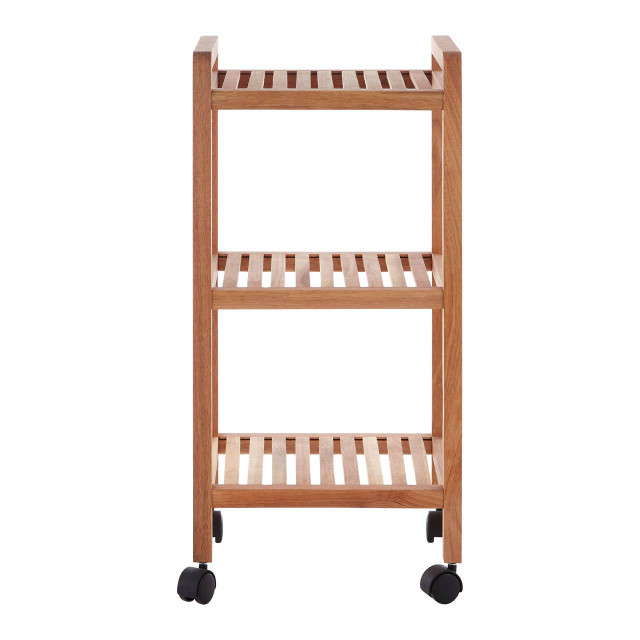 premier housewares Arla 3 Tier Walnut Wood Bathroom Trolley