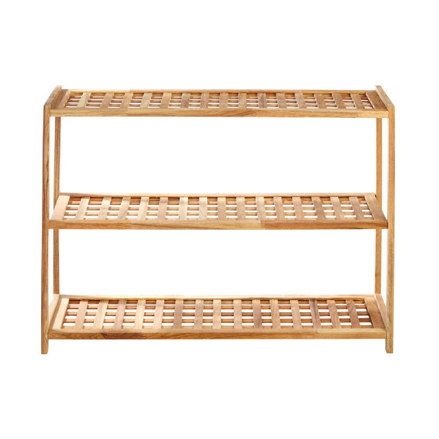 premier housewares Arla 3 Tier Walnut Wood Grid Design Shoe Rack