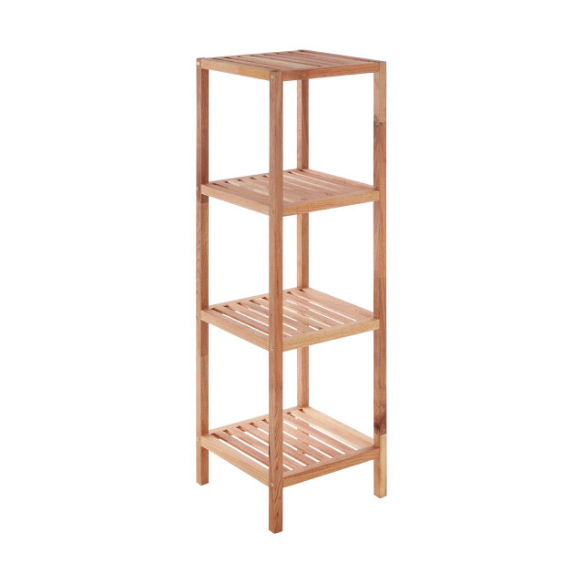 Premier Housewares ARLA 4 Tier Walnut Wood Bathroom Shelf Unit