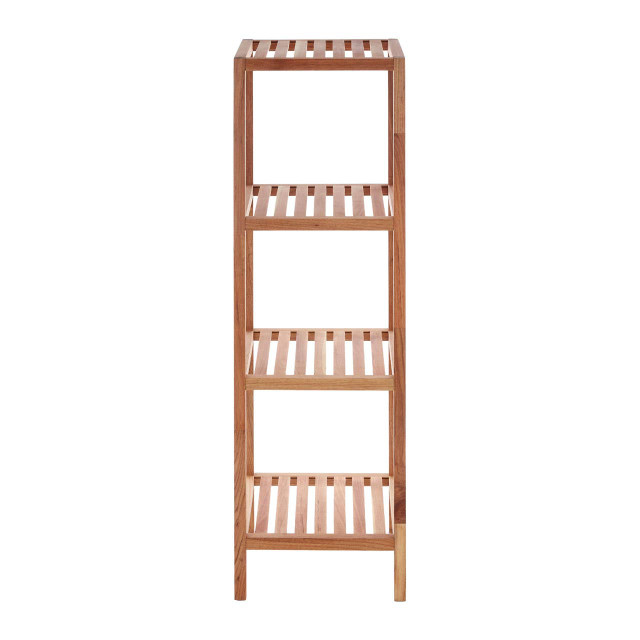 premier housewares ARLA 4 Tier Walnut Wood Bathroom Shelf Unit