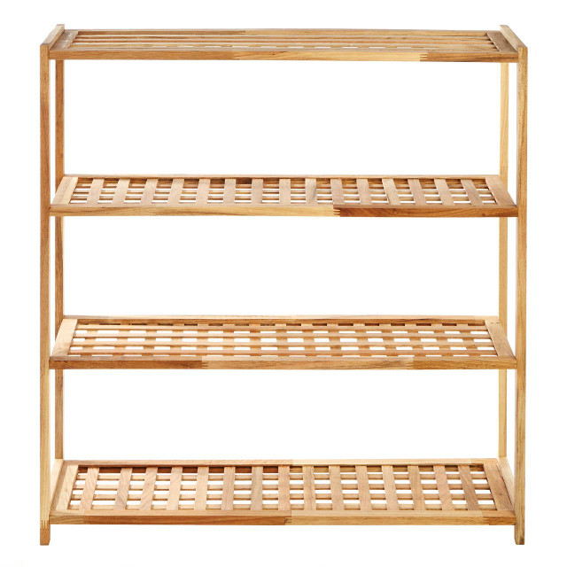 premier housewares Arla 4 Tier Walnut Wood Grid Design Shoe Rack