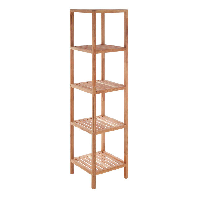 Premier Housewares Arla 5 Tier Walnut Wood Tall Shelf Unit