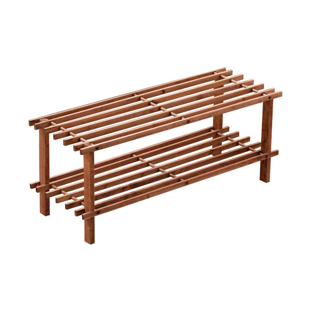 Premier Housewares Arla Dark Cedar Wood 2 Tier Shoe Rack