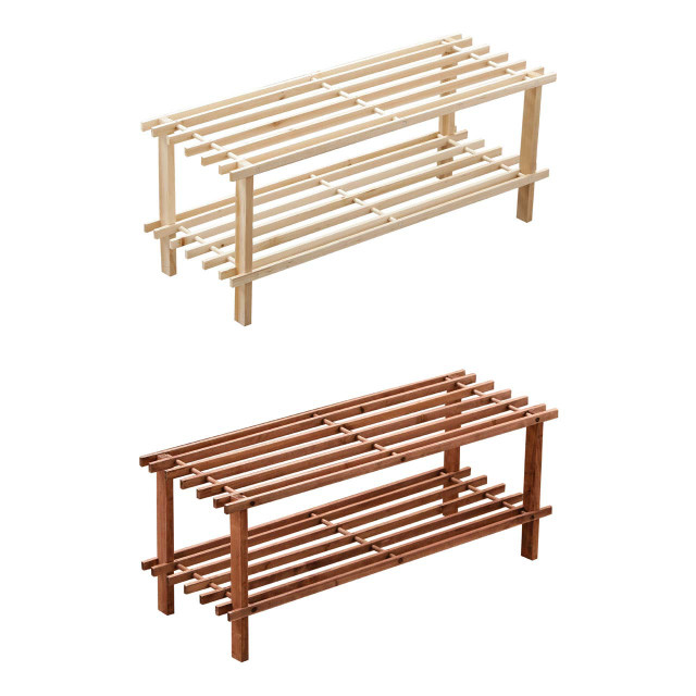 Premier Housewares Arla Dark Cedar Wood 2 Tier Shoe Rack