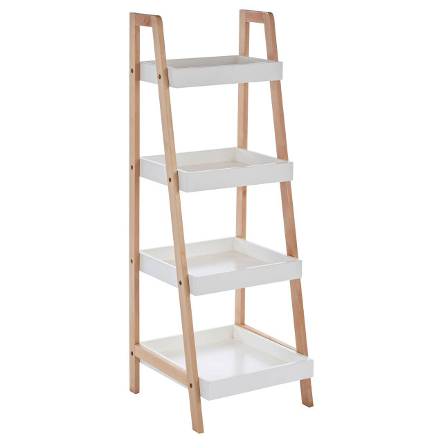 Premier Housewares ARLA Four Tier Birch Wood Bathroom Shelf Unit