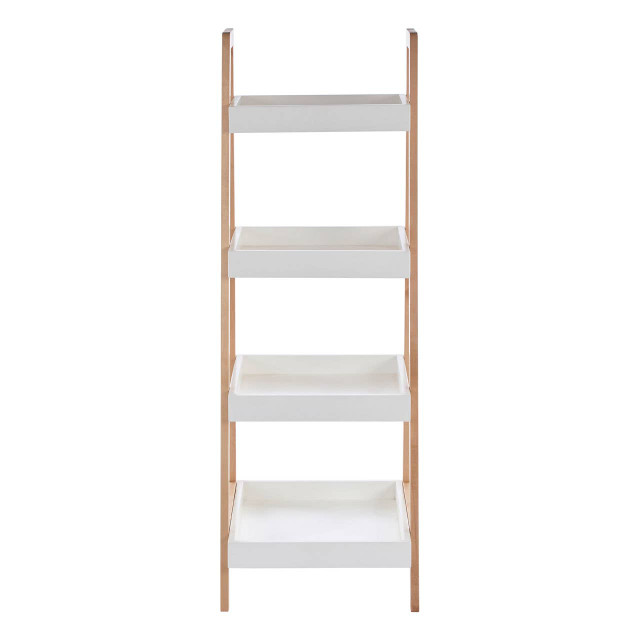 Premier Housewares ARLA Four Tier Birch Wood Bathroom Shelf Unit