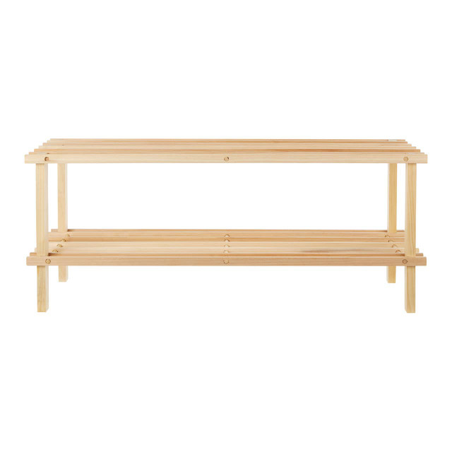 Premier Housewares Arla Natural And Cedar Wood 2 Tier Shoe Rack