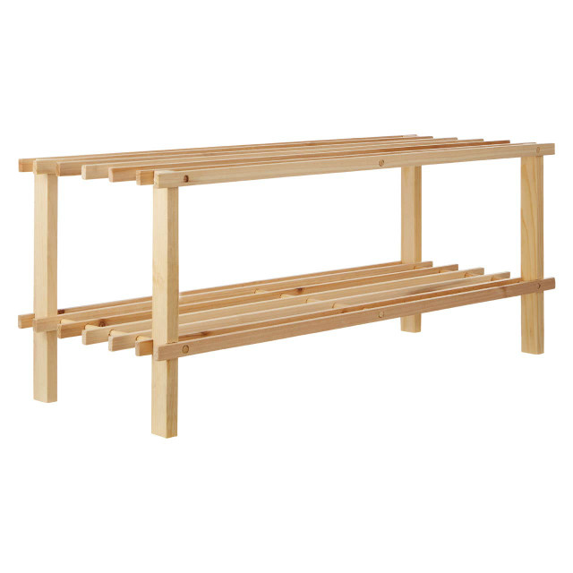 Premier Housewares Arla Natural And Cedar Wood 2 Tier Shoe Rack