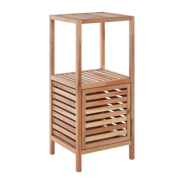 Premier Housewares ARLA Two Tier Walnut Wood Bathroom Shelf Unit