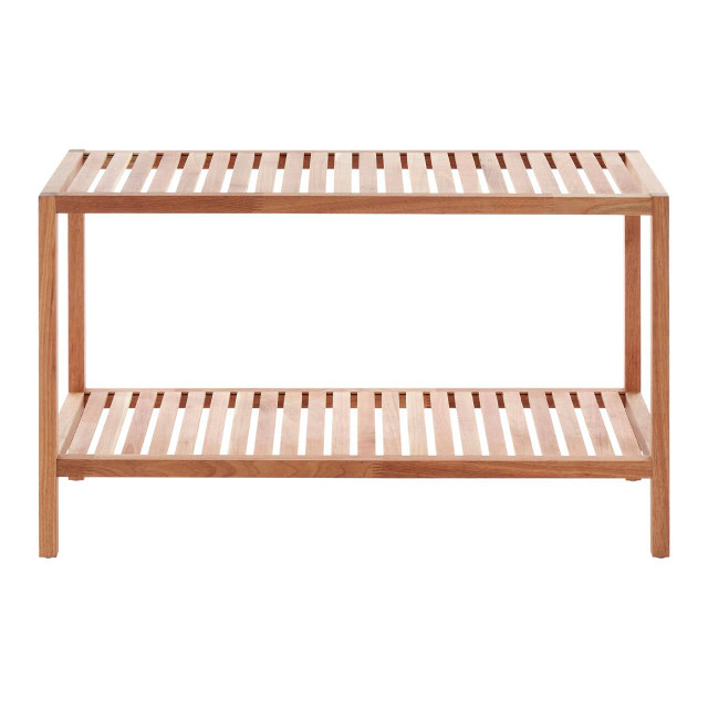Premier Housewares Arla Walnut Wood Two Tier Storage Shelf Unit