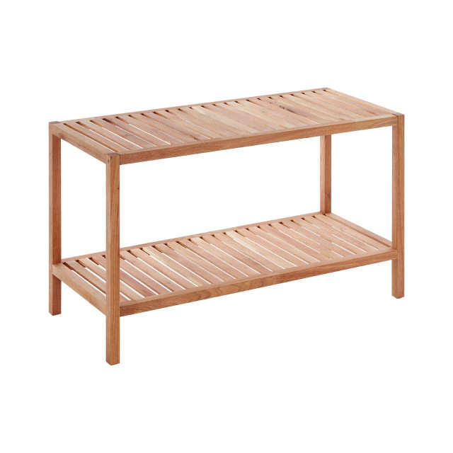 Premier Housewares Arla Walnut Wood Two Tier Storage Shelf Unit