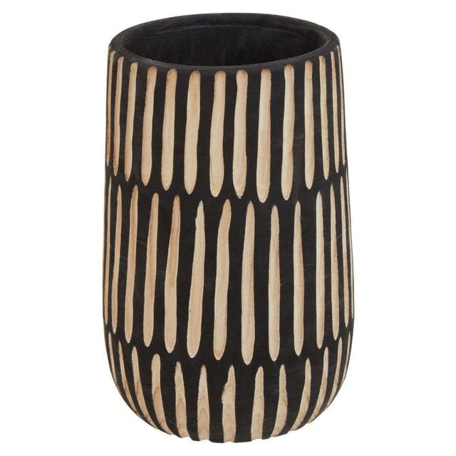 Premier Housewares Arlo Large Natural And Black Wooden Vase