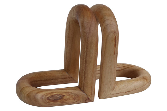 Premier Housewares Arlo Natural Wood Set Of 2 Bookends