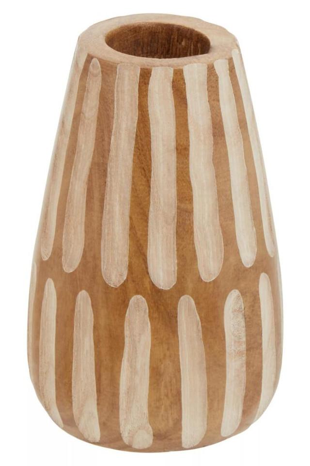 Premier Housewares Arlo Small Brown And Natural Wooden Vase