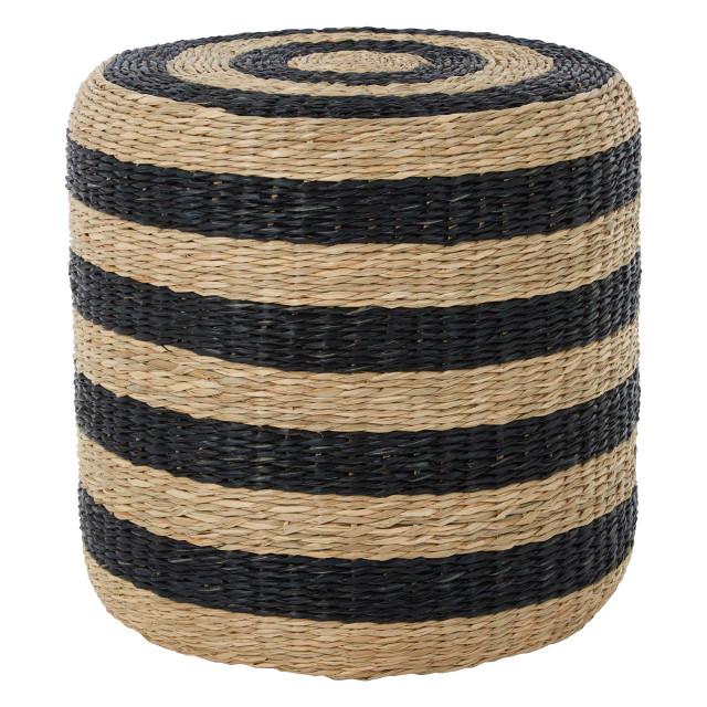 Premier Housewares Ashby Seagrass Pouffe With Black Stripes