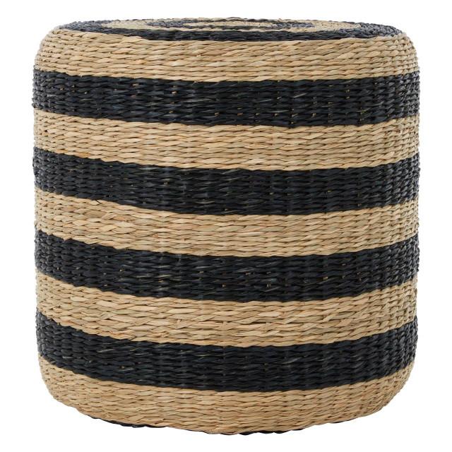 premier housewares Ashby Seagrass Pouffe with Black Stripes