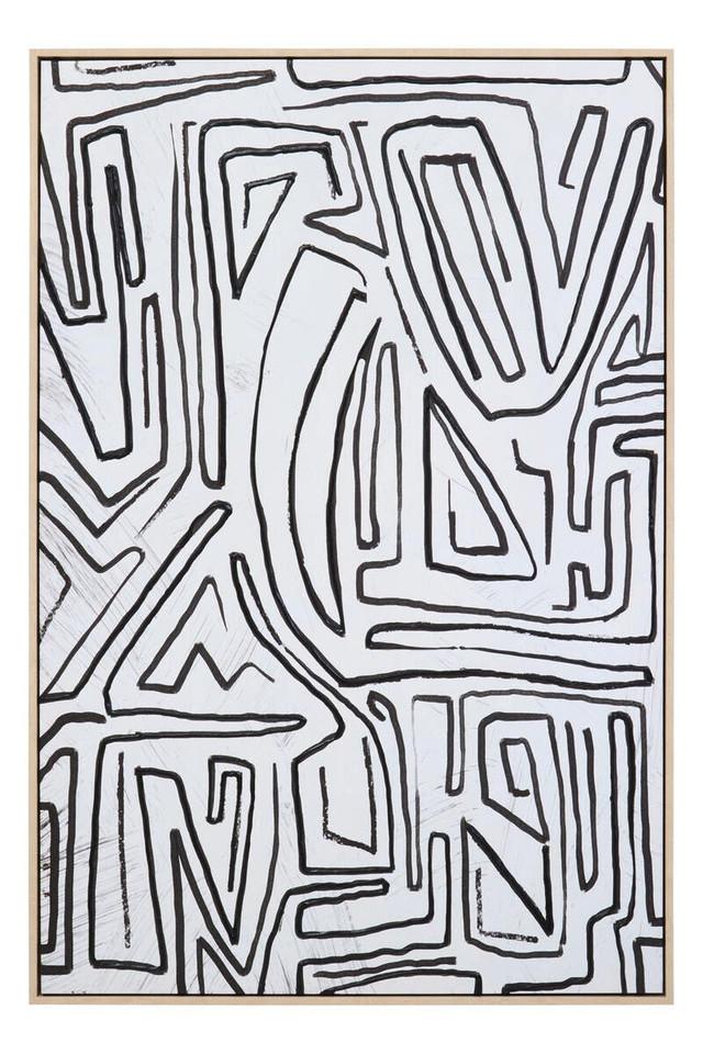 Premier Housewares Astratto Abstract Black And Cream Textured Wall Art