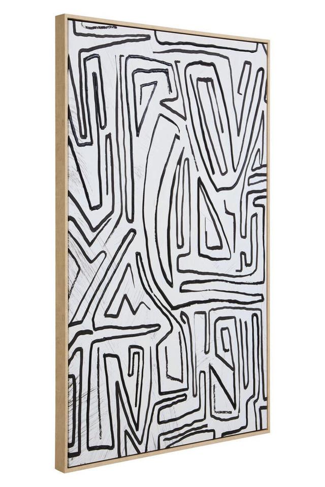 Premier Housewares Astratto Abstract Black And Cream Textured Wall Art