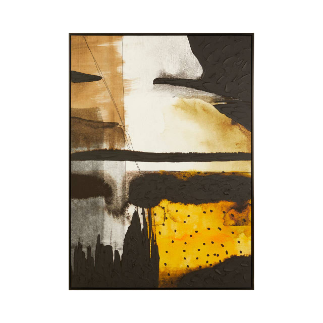 Premier Housewares Astratto Black And Ochre Wall Art