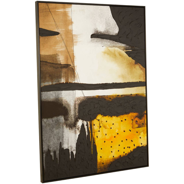 Premier Housewares Astratto Black And Ochre Wall Art