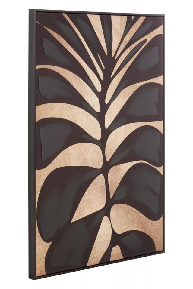 Premier Housewares Astratto Canvas Black Leaf Design Wall Art