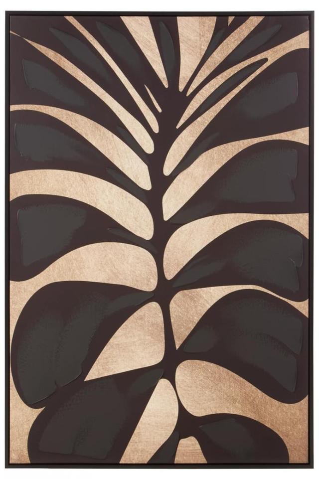 Premier Housewares Astratto Canvas Black Leaf Design Wall Art
