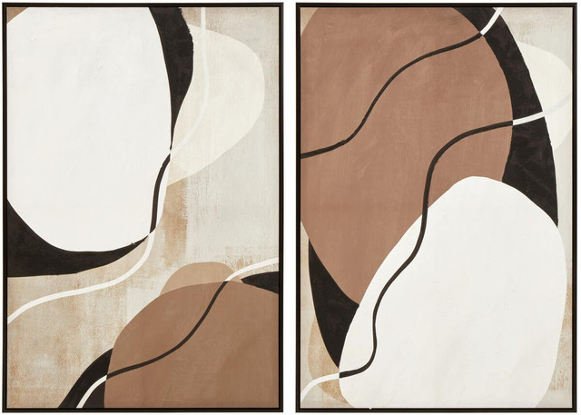 premier housewares Astratto Set of 2 Abstract Earthy Tones Canvas Wall Art
