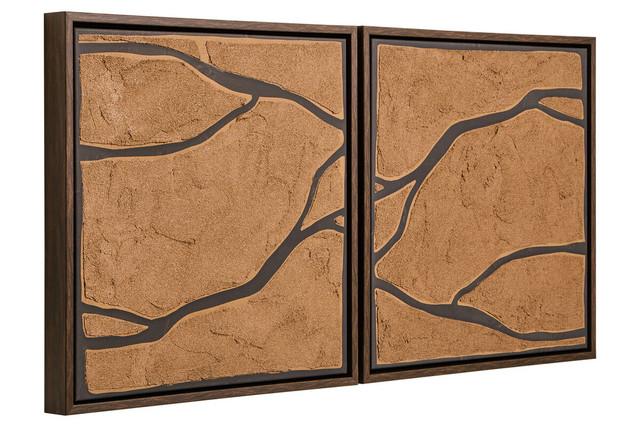 Premier Housewares Astratto Set Of 2 Brown And Black Textured Wall Art