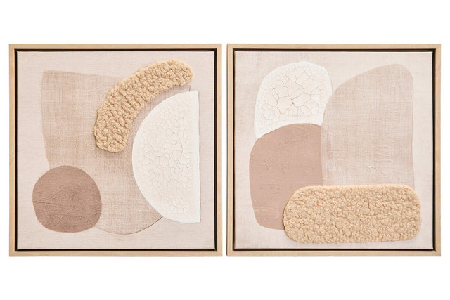 Premier Housewares Astratto Set Of 2 Natural Textured Wall Art