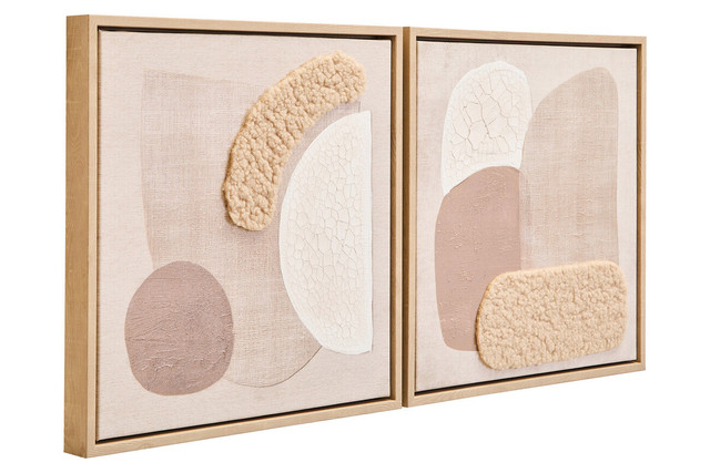Premier Housewares Astratto Set Of 2 Natural Textured Wall Art