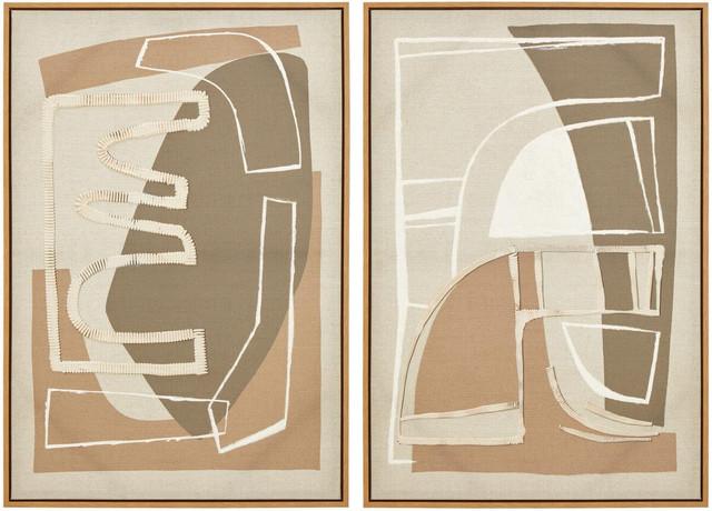 premier housewares Astratto Set of 2 Neutral Abstract Canvas Wall Art