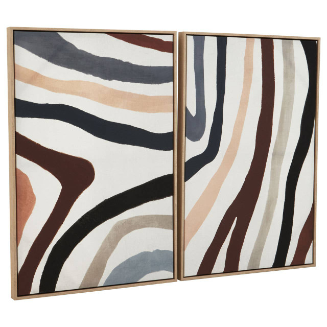 Premier Housewares Astratto Set Of Two Multi Coloured Abstract Wall Art